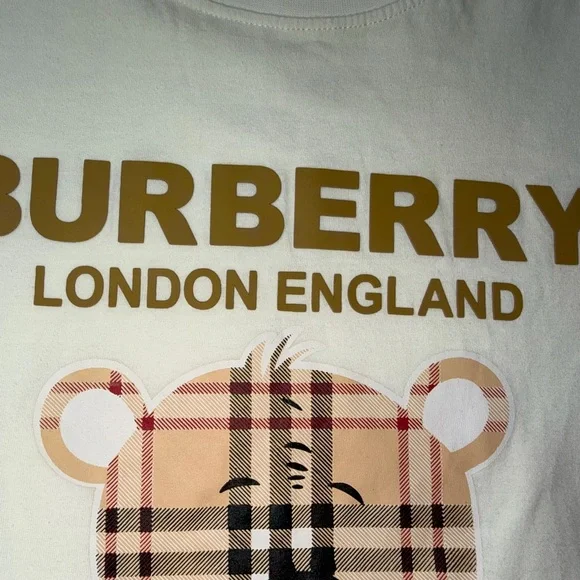 Burberry White and Gold Logo T-Shirt - Picture 14 of 15